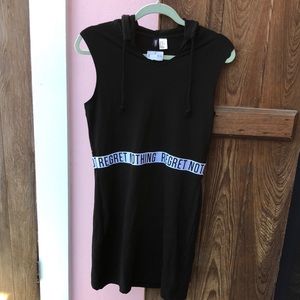 H & M size 12 black sleeveless hoodie dress with elastic waistband